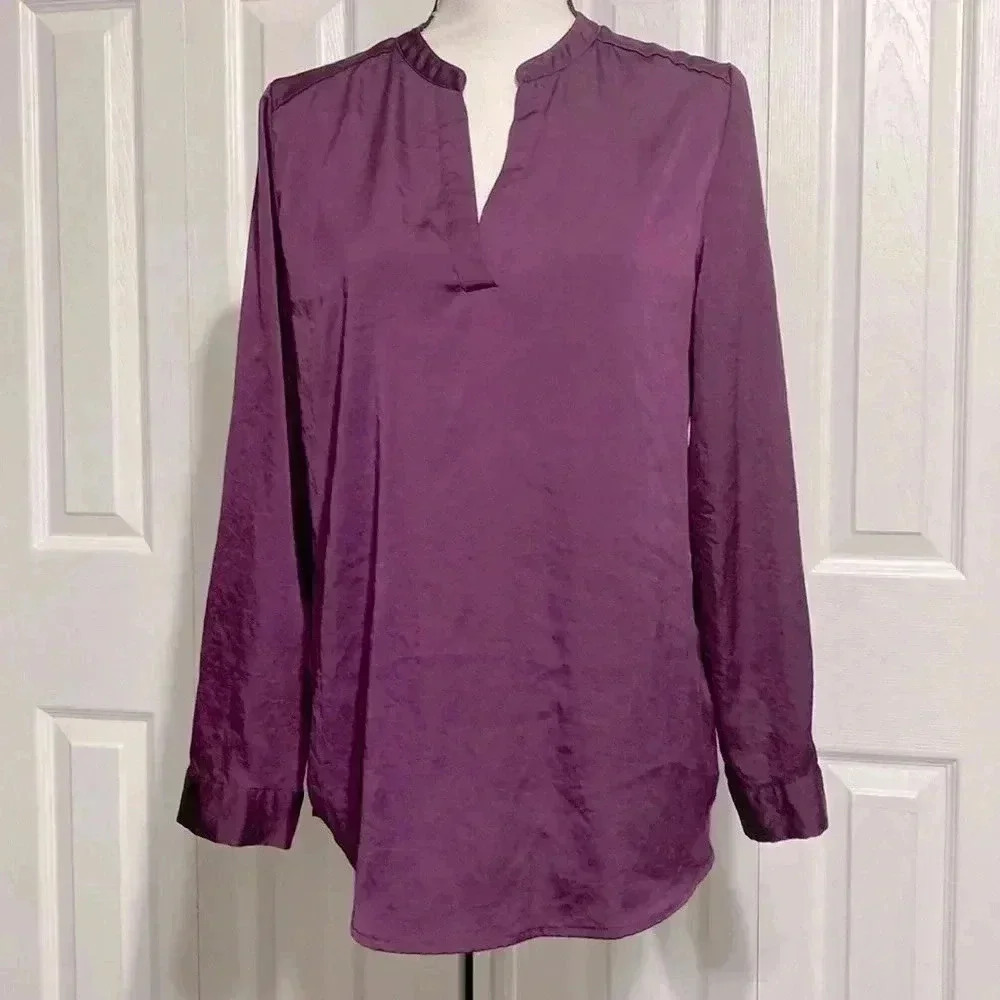 Chicos plum satin blouse shirt top